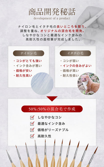 【攻守最強】面相筆 プラモデル 【２種素材のいいとこ取り】 細筆 極細 筆 プラモ 11本セット